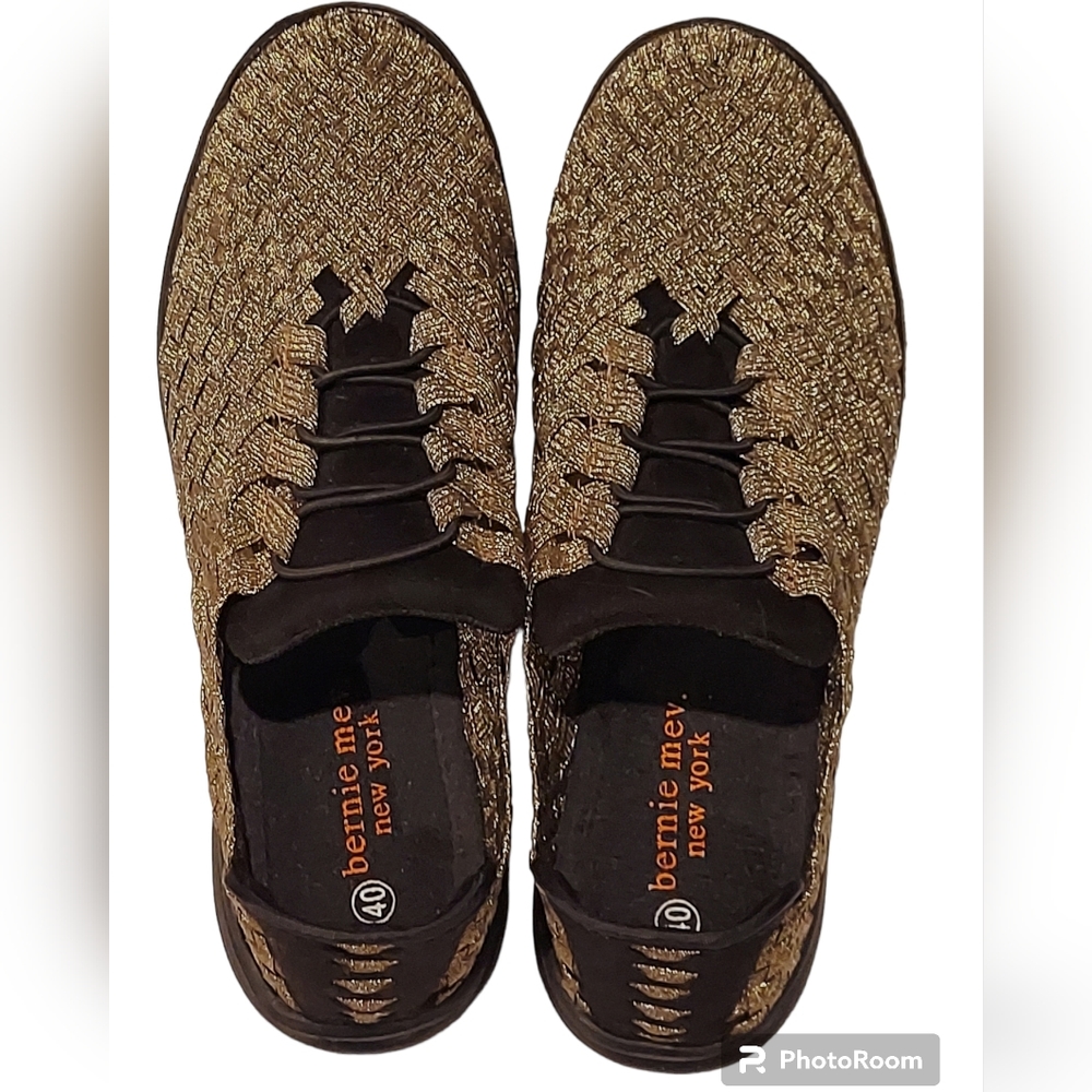 Bernie Mev Shoes Victoria Bronze Metallic Woven Stretch EU 40